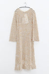 SWAYING 25 Fall/Winter Collection: Silk-Wool Mesh Long-Sleeve Dress with Cutout Detail (SW-SW25AW2L06C2S2-TUO, Camel)